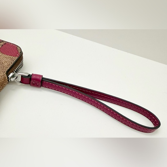 Coach Signature Bow Print Wristlet – Brown Pink Zip Pouch Wallet - Picture 5 of 5